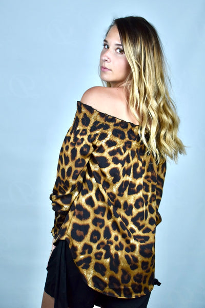 Lina's Off the Shoulders Leopard Shirt