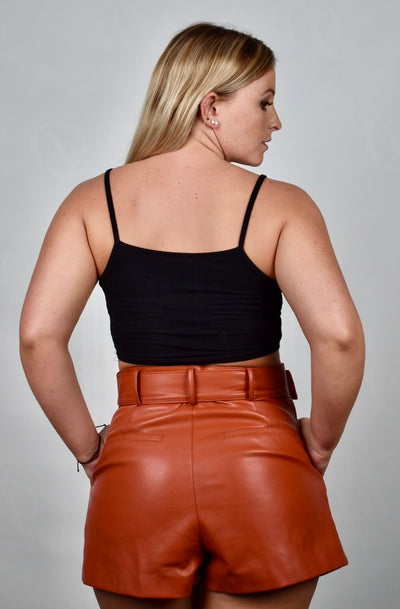 Cassie's Leather Belted Shorts