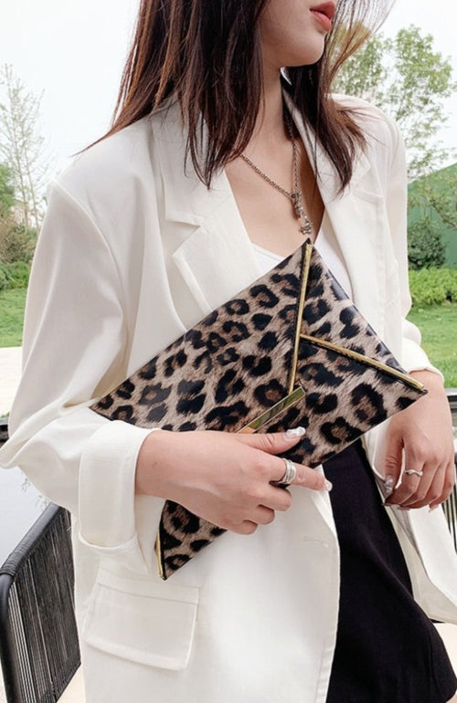 Luna's Leather Leopard Clutch