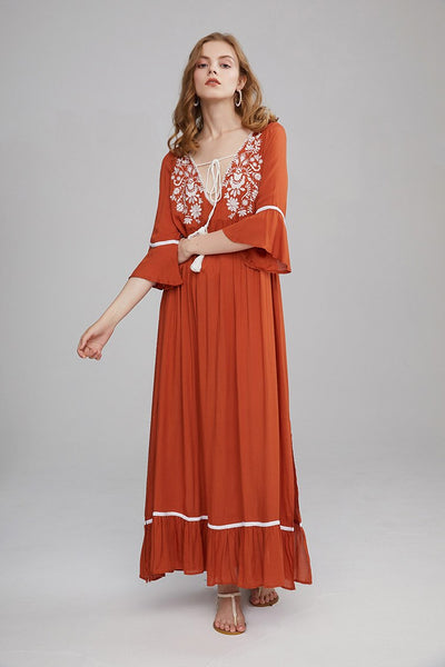 Violet's Boho Embroidered Dress