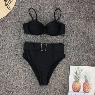 Bella's High-Waisted Belt Bikinis