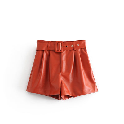 Cassie's Leather Belted Shorts