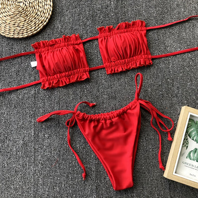 Sandy's Pleated Bandeau Bikini