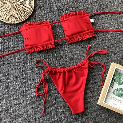 Sandy's Pleated Bandeau Bikini