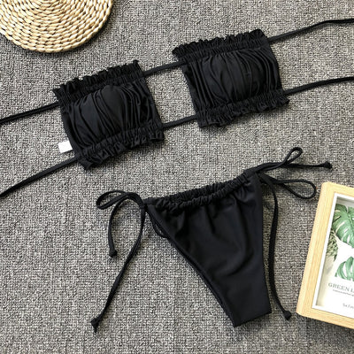 Sandy's Pleated Bandeau Bikini