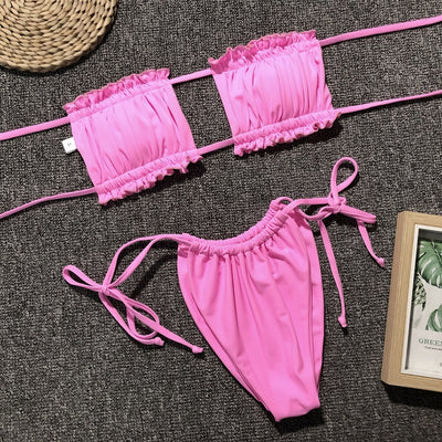 Sandy's Pleated Bandeau Bikini